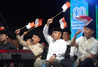  Dandim 0803/Madiun Letkol Kav Widhi Bayu Sudibyo bersama jajaran Forkopimda Kabupaten Madiun hadir mengikuti acara Puncak Peringatan HUT ke-80 Republik Indonesia yang dirangkai dengan peringatan Maulid Nabi Muhammad SAW 1447 H. Kegiatan itu dikemas dalam kebersamaan bersholawat untuk Kabupaten Madiun yang bersih, sehat, dan sejahtera