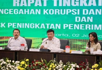 Menteri Koordinator Bidang Politik dan Keamanan Jenderal Polisi (Purn.) Budi Gunawan saat konferensi pers usai memimpin Rapat Tingkat Menteri terkait Desk Koordinasi Pencegahan Korupsi dan Perbaikan Tata Kelola serta Desk Koordinasi Peningkatan Penerimaan Devisa Negara di Gedung Utama Kejaksaan Agung, Jakarta, Kamis (2/1/2025).