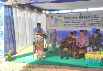 Bupati Kabupaten Mukomuko Provinsi Bengkulu Chairul Huda, ketika Halal Bihalal di Kecamatan Air Rami, Sabtu, 19/04/25.