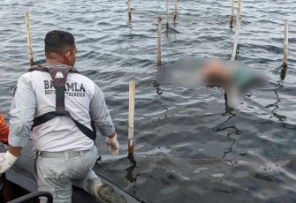 Proses evakuasi korban kecelakaan kapal nelayan yang terbalik akibat cuaca buruk di perairan Pulau Cipir, Kepulauan Seribu, Senin (13/1/2025).