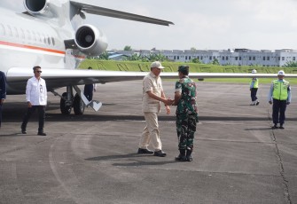 Danlanud Soewondo Sambut Kedatangan Menteri Pertahanan RI