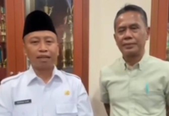 Walikota Depok Supian Suri bersama Ketua KONI Kota Depok Herry Suprianto