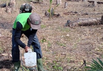 Anggota Satgas TMMD Ke-124 Kodim 0408/BS Bantu Warga Cangkul Kebun Jagung