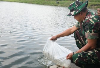 Kasrem 081/DSJ Letkol Inf Meina Helmi tebar bibit ikan