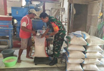 Babinsa Tasikmadu Serda Karim pantau kualitas penggilingan padi 