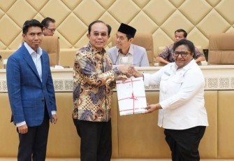 Wakil Menteri Dalam Negeri (Wamendagri) Ribka Haluk pada Rapat Kerja Pembicaraan Tingkat I tentang Pembahasan 10 RUU Kabupaten/Kota di Ruang Rapat Komisi II DPR RI, Jakarta, Rabu (16/7/2025)
