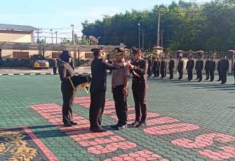 Kapolres Oku Timur saat pimpin Pelantikan Kenaikan Pangkat Pengabdian Personel
