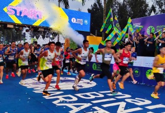 Mandiri Bintan Marathon 2025 di kawasan Wisata Bintan Resort, Plaza Lagoi Bintan, Kecamatan Telok Sebong, Kabupaten Bintan, Provinsi Kepri, Minggu (09/11/2025).