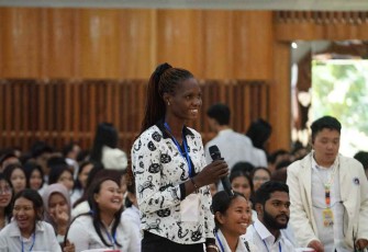 Ntadi Lassim Theodora, mahasiswa baru Prodi Sosiologi Fakultas Ilmu Sosial dan Ilmu Komunikasi (FISKOM) asal Ghana.