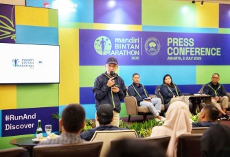 Kepala Dinas Pariwisata Provinsi Kepri, Hasan saat menghadiri Konferensi Pers Mandiri Bintan Marathon 2025, Rabu (2/7/2025) di Mandiri Club, JI. Mataram No.33 Jakarta Selatan.