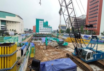 Progress pembangunan pondasi bangunan RS Harapan Kita - Tokushukai