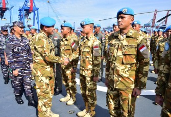 KASAL Sambut Kedatangan Satgas MTF XXVIII-O/UNIFIL di Jakarta 