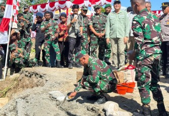 Pangdam XVII/Cenderawasih saat Pimpin Peletakan Batu Pertama Jembatan Garuda Merah Putih di Mimika