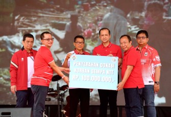 Aksi peduli NTT dari Kemendes-Kementrans di Jakarta, Selasa (18/8)