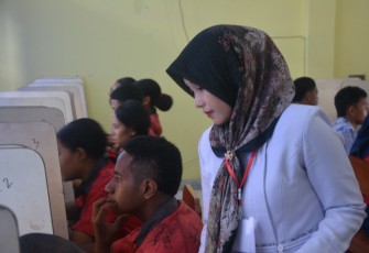 Siswa SMPN 1 Sentani mengikuti TKA