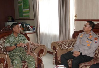 Kunjungan Kapolres Trenggalek yang baru AKBP Rizky Tri Putra Erryka Adi Wijaya, S.I.K., M.H., ke Makodim 0806/Trenggalek, Selasa (11/8/2026)
