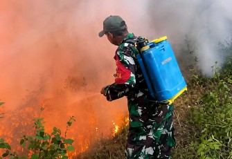 Prajurit TNI dan Warga Berjibaku di Tengah Kepungan Api Hutan Ngrayun