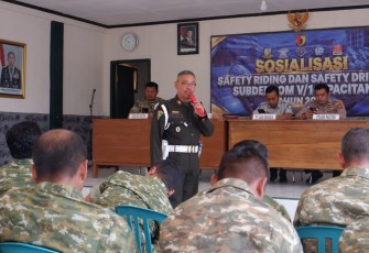 Tekan Angka Laka, Subdebpom V/1-4 Pacitan Gelar Sosialisasi Safety Riding dan Safety Driving di Kodim Pacitan