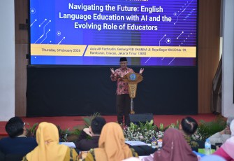 Menteri Pendidikan Dasar dan Menengah (Mendikdasmen), Abdul Mu’ti, dalam seminar internasional dengan tema Navigating the Future: English language Education with AI and the evolving Role of Educators yang digelar di Universitas Muhammadiyah Prof. Dr. HAMKA (UHAMKA), Jakarta, Kamis (5/2)