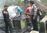 Personel Polsek Batang Toru saat turun ke lokasi kejadian kebakaran