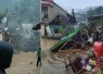 Kondisi rumah warga yang terdampak tanah longsor di wilayah Kabupaten Pemalang, Jawa Tengah pada Minggu (3/3).