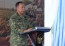  Panglima TNI Jenderal Agus Subiyanto saat memberikan sambutan pada acara panen raya kedelai di Desa Ngundikan, Kecamatan Wilangan, Kabupaten Nganjuk, Kamis (14/5/2026)